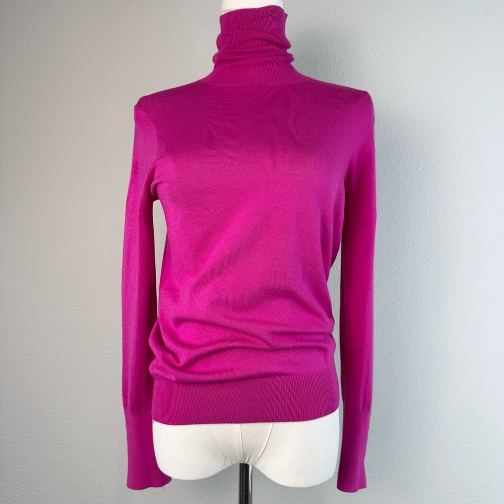 Zara Turtleneck Sweater Size M Hot Pink Ultra Soft Stretchy Lightweight Layering